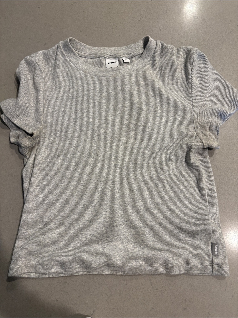 TNA Gray Short Sleeve Ribbed Tee S
